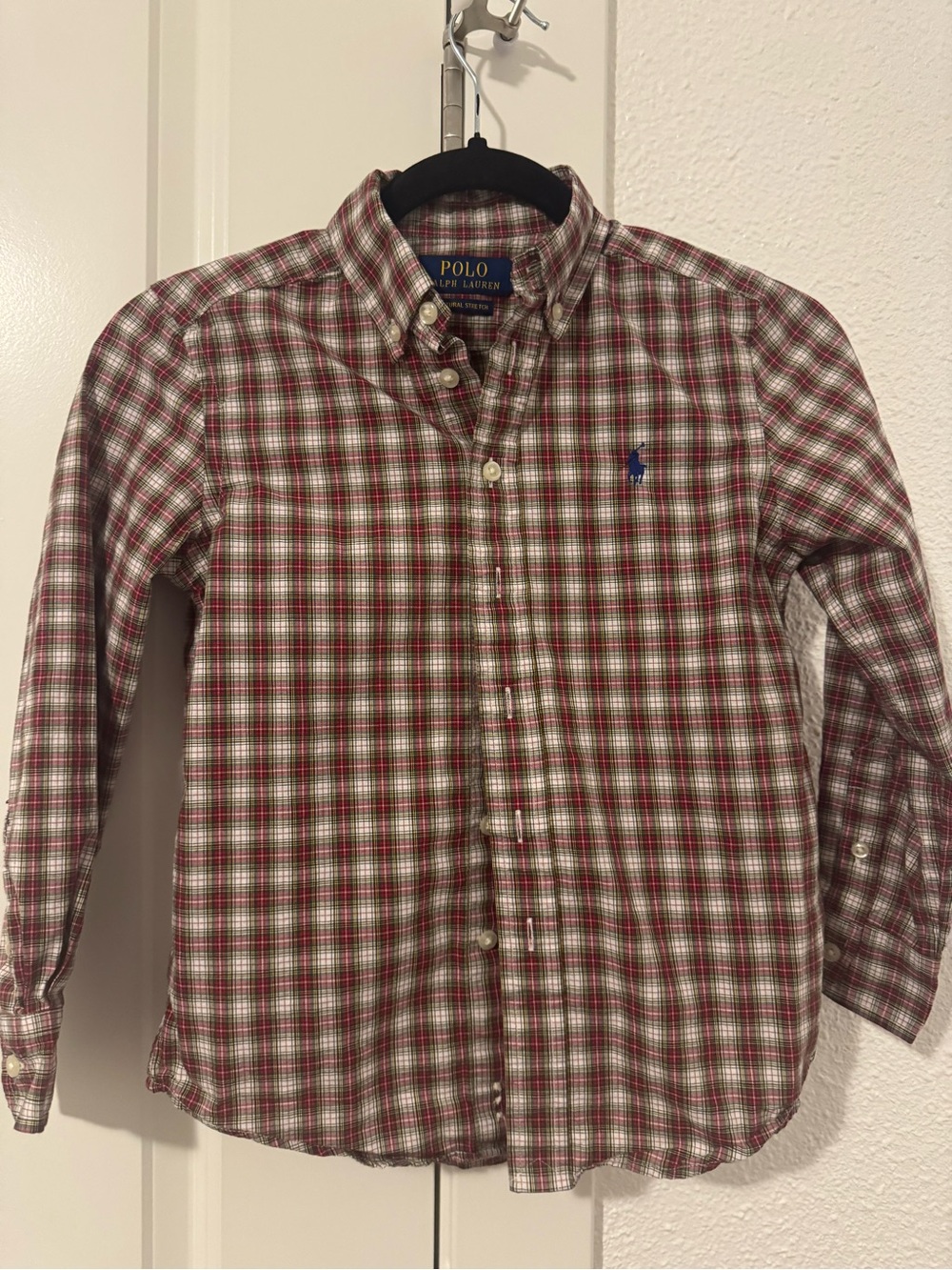 Boys Polo by Ralph Lauren Red Plaid Button-Down Shirt Small (8)